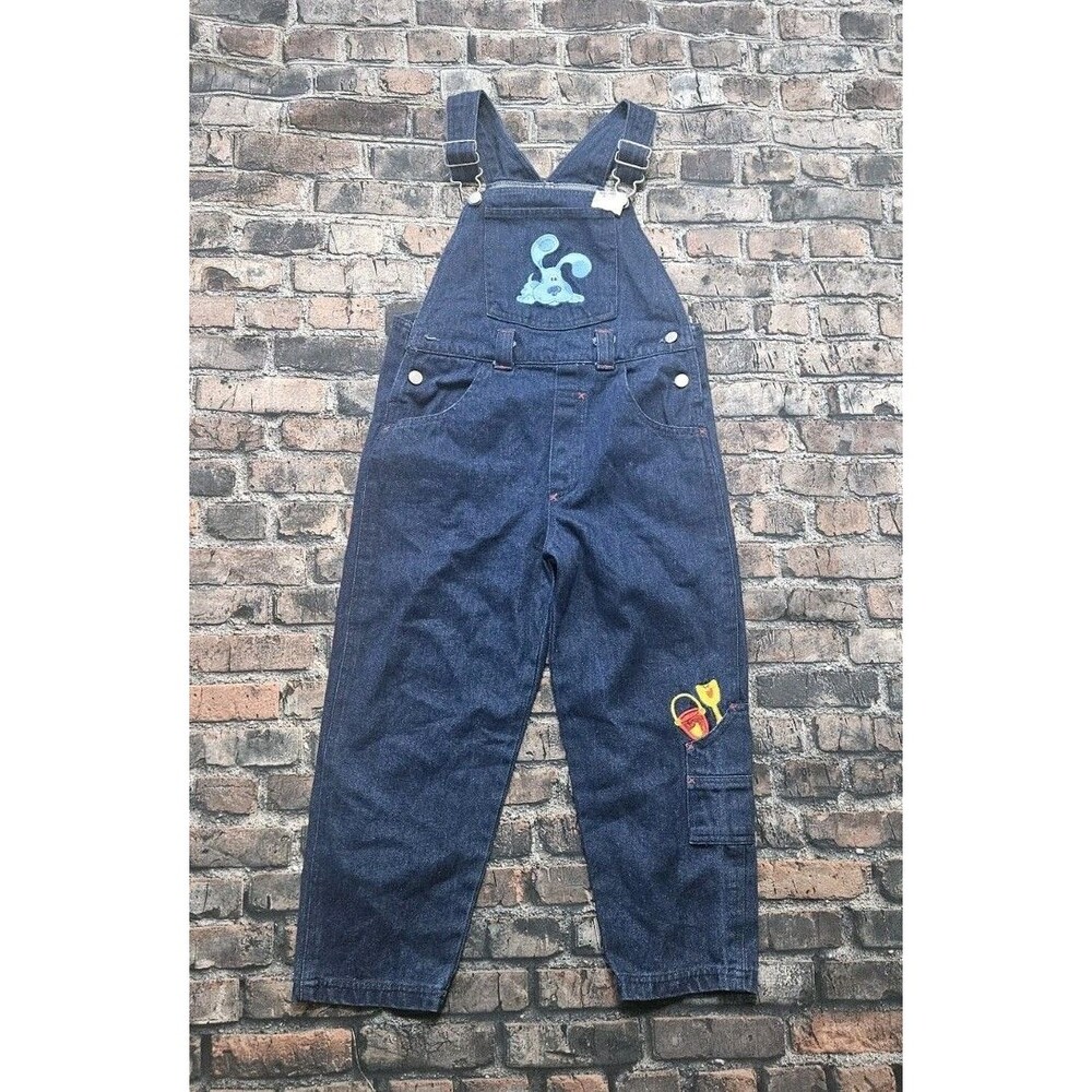 Vintage Y2K Blues Clues Denim Overalls Long Embroidered Kids Size 7